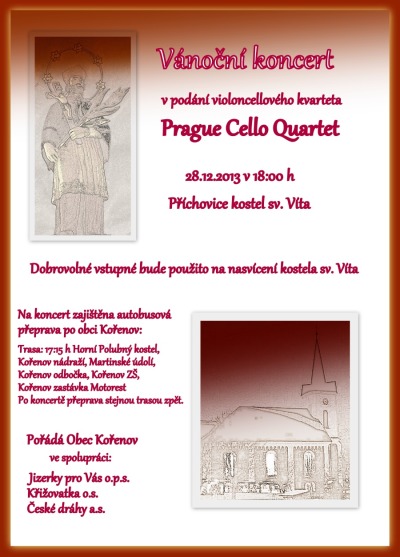 Vánoční koncert na Příchovicích obstará Prague Cello Quartet