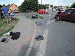 Havárie motorky a osobního auta v Sedmihorkách