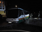 Požár autobusu v centru Liberce v ulici Americká