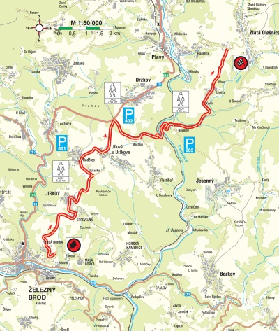 Mapa etapy Železný Brod - Vrcha
