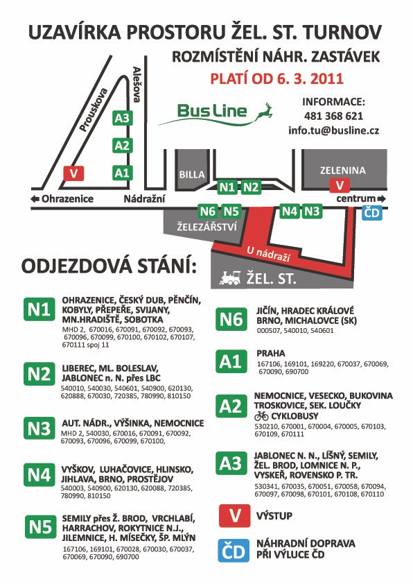 Zastávky autobusů od 6. 3. 2011