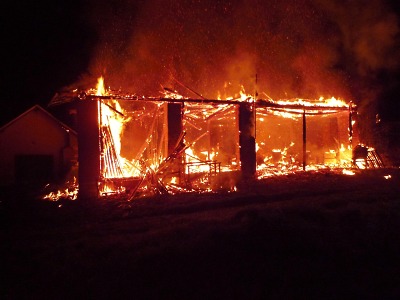 Požár stodoly u Rovenskapod Troskami