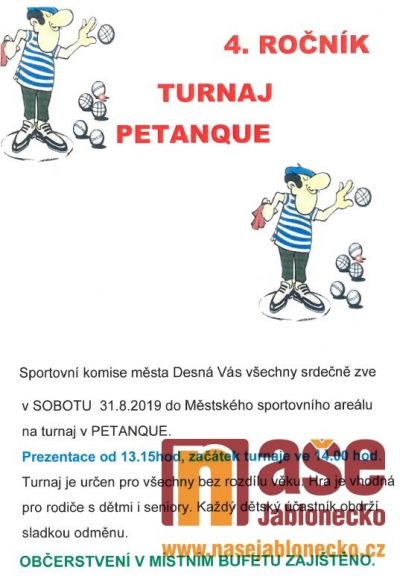 Čtvrtý ročník turnaje v petanque pořádají v Desné