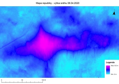 Autor foto:GIS Správy KRNAP Letošní maximum na Mapě republiky bylo 9,5 metru