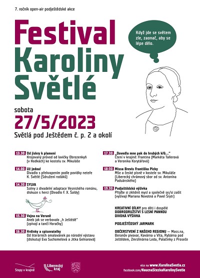 Autor foto:Archiv spolku Stopy v krajině Posedmé se uskuteční Literární festival Karoliny Světlé