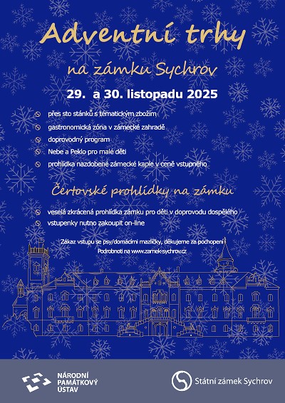 Sychrov o posledním listopadovém víkendu obsadí adventní trhy