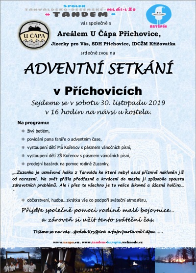 Advent v Příchovicích opět s přesahem, výtěžek pomůže Zuzance