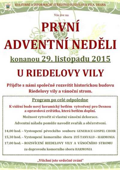 První adventní neděle v Desné u Riedelovy vily