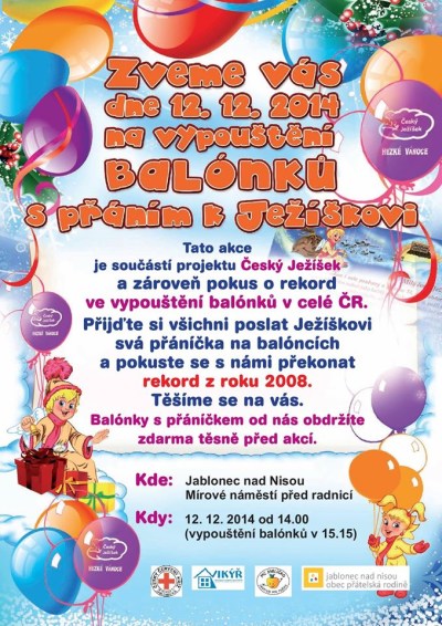 Přijďte poslat Ježíškovi balónek se svým přáním!