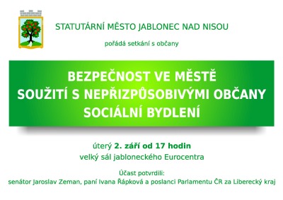 Připravuje se beseda na téma bezpečnost v Jablonci