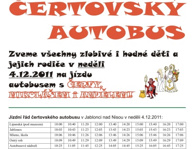Čertovský autobus vyjede v neděli 