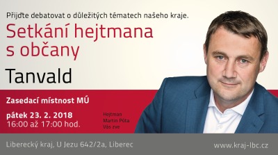 Občané Tanvaldu mohou diskutovat s hejtmanem Libereckého kraje