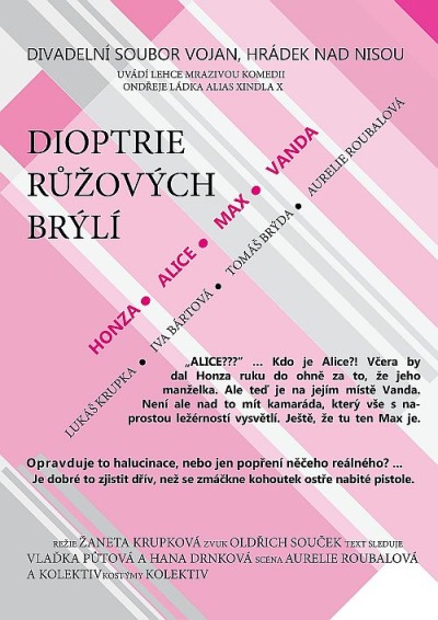 DS Vojan zahraje v Tanvaldě hru Xindla X Dioptrie růžových brýlí