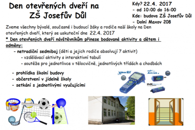 Děti připravují Den otevřených dveří v ZŠ Josefův Důl