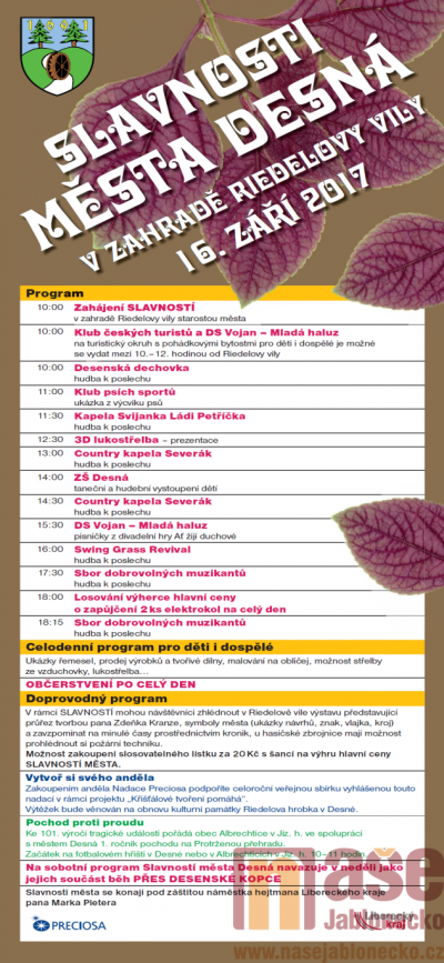 V Desné proběhnou slavnosti města v zahradě Riedelovy vily  