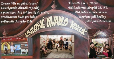 Loutkové divadlo Kozlík představí pohádku v josefodolském divadle