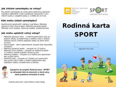 S kartou SPORT mohou Jablonečáci ušetřit 350 korun na vstupném