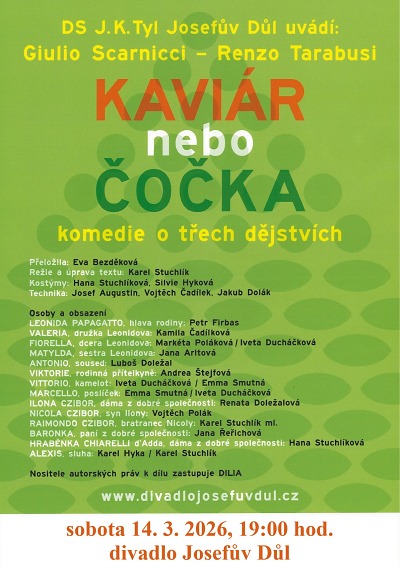 Jarní divadelní prázdniny v Josefově Dole uzavře italská komedie