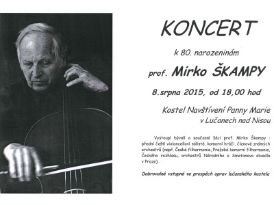 Koncert k 80. narozeninám Mirko Škampy proběhne v lučanském kostele