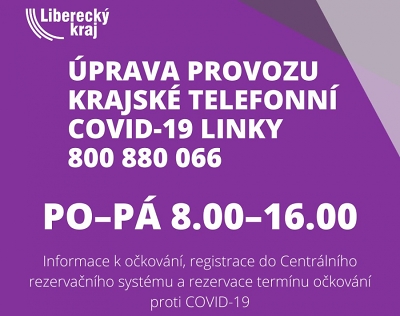 Autor foto:Archiv KÚ Libereckého kraje Liberecký kraj opět zavádí linku pro registraci k očkování