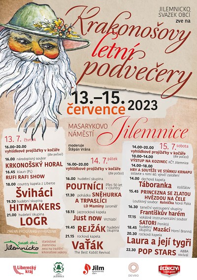 Krakonošovy letní podvečery podevatenácté obsadí jilemnické náměstí