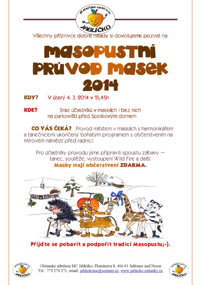 Jabloncem bude 4. března procházet masopustní průvod