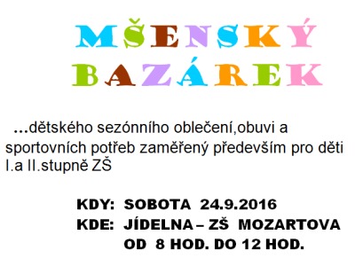 Mšenský bazárek nabídne oblečení i sportovní potřeby po děti
