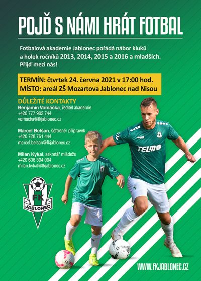 Pojď s námi hrát fotbal! Nábor dětí do FK Jablonec