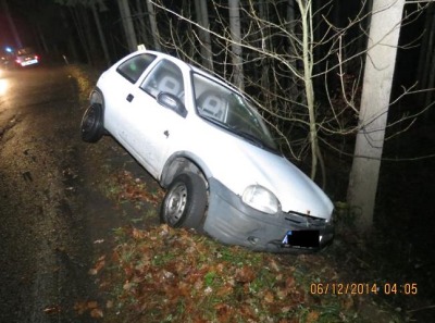 Sedl za volant opilý a skončil u Černé Studnice mimo silnici