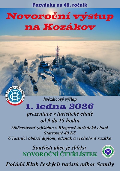 Novoroční výstup na Kozákov se koná poosmačtyřicáté
