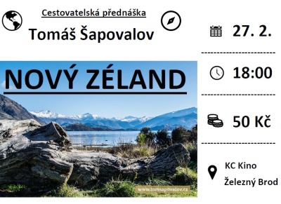 Na cestovatelské přednášce představí Tomáš Šapovalov Nový Zéland