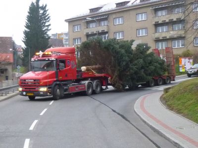 Tanvaldský vánoční strom už doputoval na místo určení