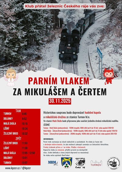 Mikulášský vlak pojede z Turnova do Železného Brodu