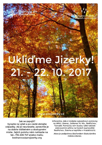 Dobrovolníci budou opět 19. a 20. října uklízet Jizerky