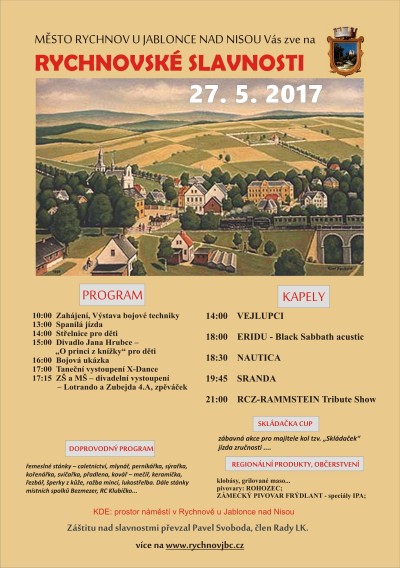 Rychnovské slavnosti lákají na Rammsteiny a vojenskou techniku