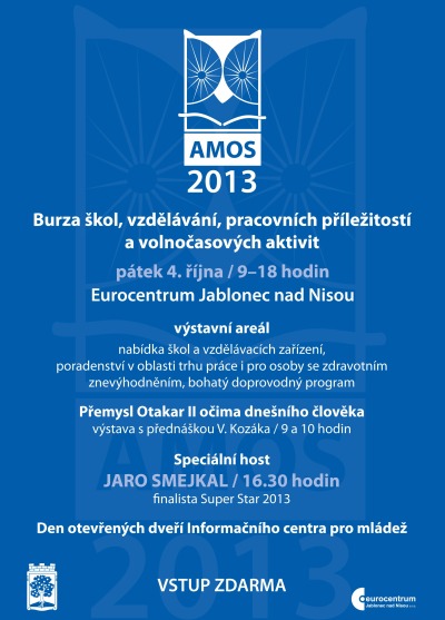 Burza škol AMOS 2013 obsadí v pátek jablonecké Eurocentrum