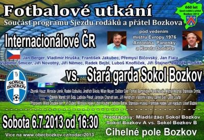 Fotbalové legendy Šmicer či Němec vyzvou starou gardu Bozkova