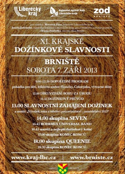 Krajské dožínky se letos konají již po jedenácté, tentokrát v Brništi