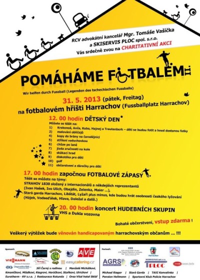 Fotbalové legendy v Harrachově pomohou handicapovaným
