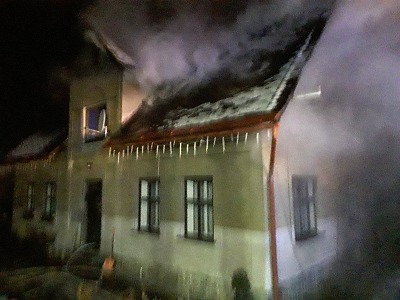 Hořel rodinný dům v obci Líšný