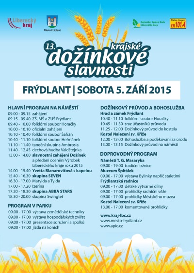Třinácté Krajské dožínkové slavnosti hostí Frýdlant