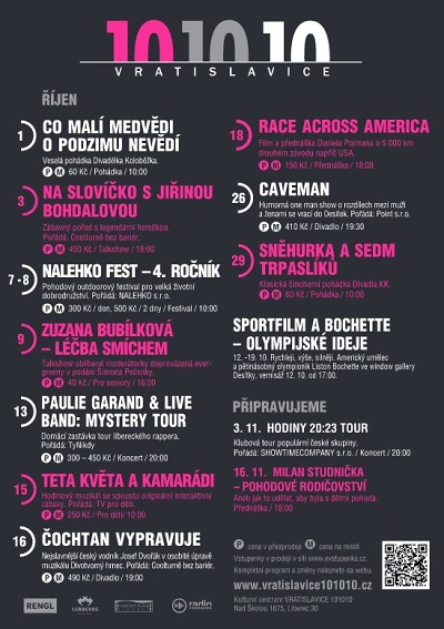 Program Kulturního centra Vratislavice 101010 v říjnu