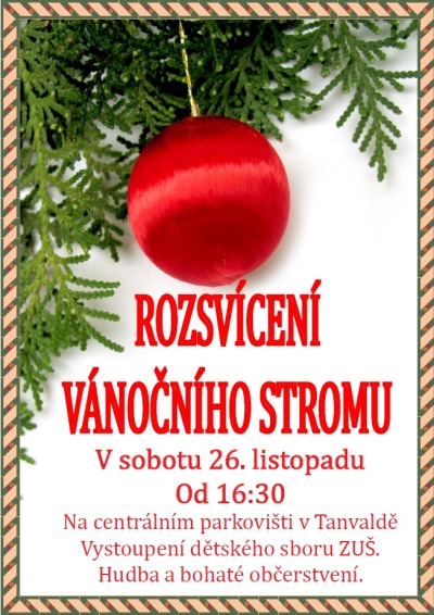 V Tanvaldě rozsvítí vánoční strom v sobotu na centrálním parkovišti