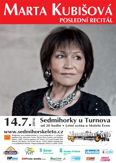 Marta Kubišová zazpívá své hity v Sedmihorkách při posledním recitálu