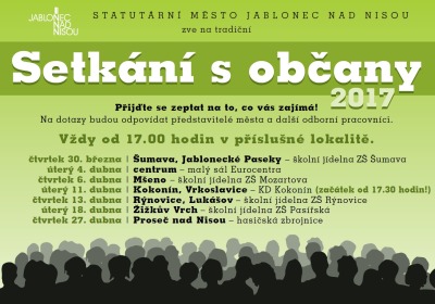 Od 30. března startují v Jablonci tradiční setkání s občany