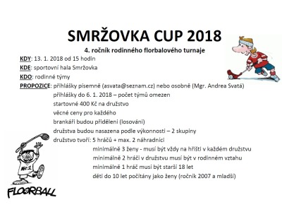 Florbalový Smržovka cup proběhne počtvrté ve sportovní hale