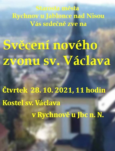 V Rychnově na svátek 28. října posvětí nový kostelní zvon 