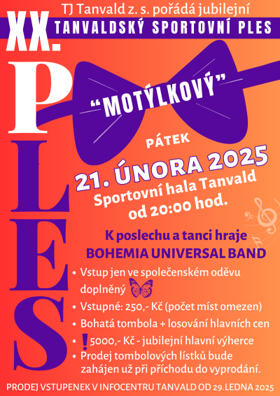 XX. Tanvaldský sportovní ples se koná 21. února
