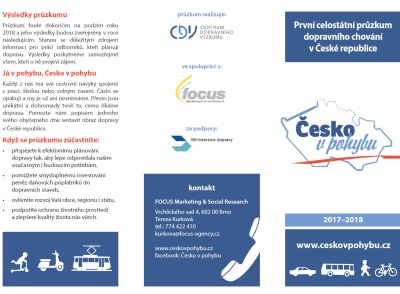 V České republice probíhá celostátní průzkum dopravního chování