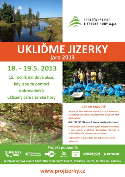 Dobrovolníci budou již popatnácté uklízet Jizerky
